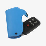 湖水藍汽車遙控器套，二層真皮、壓扣、滴膠金屬LOGO。
