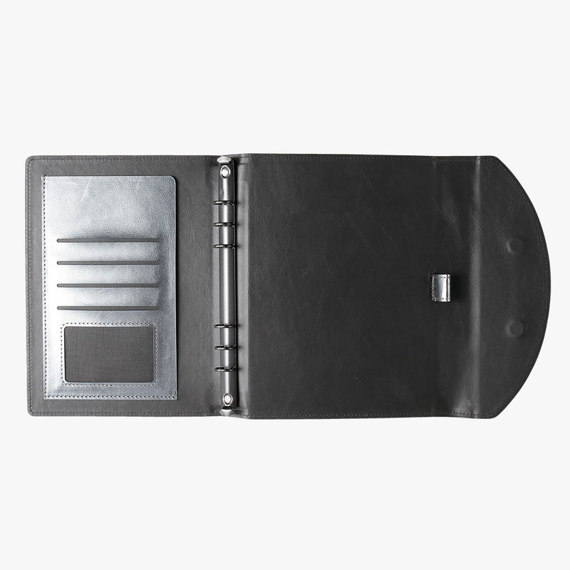 大理石霧黑工商日誌，進口PU皮紋、筆插、多功能內側口袋、磁吸式五金書扣。