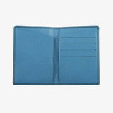 海藍色護照夾，雙皮紋