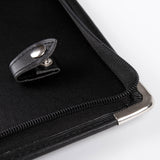 墨黑鑲銀邊優質交屋包，立體資料袋、鑰匙牌皮扣、開窗名片套、金屬導腳配件、A4資料袋四孔活頁夾