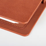 豐盛棕隱扣封套工商日誌， Logo烙印壓印、多功能內側口袋、名片卡袋、開窗名片袋、隱形磁扣