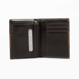 咖啡雙併短夾，進口PU仿皮紋、烙印LOGO、開窗名片夾、多功能內袋。