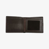 雙併精緻短夾，進口PU仿皮紋、烙印LOGO、多功能內袋、開窗名片袋。