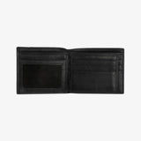 簡約精品短夾，進口PU仿皮紋、烙印LOGO、可容納6-8張卡、開窗名片袋。