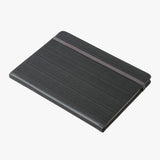 灰色低調緊帶精裝工商日誌，紅色鬆緊帶