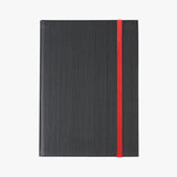 灰色低調緊帶精裝工商日誌，紅色鬆緊帶
