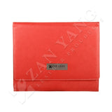 時尚文雅交屋風琴夾，金屬LOGO上色、烙印、壓印上色、多扣環、拉鍊、金屬LOGO