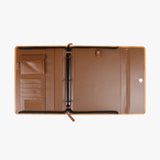 溫暖素雅三折交屋包，Logo烙印、壓印、磁扣、立體資料袋、A4資料袋四孔活頁、開窗名片袋、鑰匙牌皮扣、印章袋