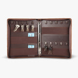 栗子棕格調拉鍊交屋包，立體資料袋、A4資料袋三孔活頁夾、名片袋、鑰匙皮扣