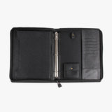 流線拼接拉鍊交屋包，鑰匙牌皮扣、金屬銘板、拉鍊、立體資料袋、A4資料袋三孔活頁夾、開窗名片套、A4資料袋