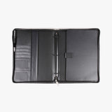 品名﹘拉鍊交屋包 材質﹘進口PU仿皮紋． 烙印．金屬LOGO 特色﹘壓印、燙色、金屬銘板、拉鍊、立體資料袋、A4資料袋三孔活頁夾、開窗名片套、A4資料袋、筆插