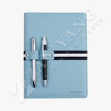 寧靜雙筆插活頁工商日誌，湖水藍