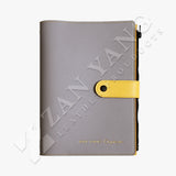 皮質包扣活頁工商日誌，亮麗黃與灰