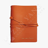 復古手著綁帶活頁工商日誌，陽光橘