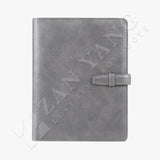 大地色穿入扣帶活頁工商日誌，冷石灰