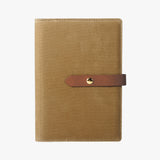 仿麂皮日系布藝工商日誌，可可咖、仿麂皮PU皮紋、筆插、多功能內側口袋。