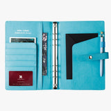 仿麂皮日系布藝工商日誌，多色可選、仿麂皮PU皮紋、筆插、多功能內側口袋。