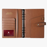 仿麂皮日系布藝工商日誌，多色可選、仿麂皮PU皮紋、筆插、多功能內側口袋。