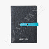 仿麂皮日系布藝工商日誌，石碇藍、仿麂皮PU皮紋、筆插、多功能內側口袋。