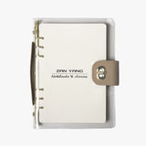 小清新透明款工商日誌，大理石紋PU皮紋、拉鍊式多功能收納袋。