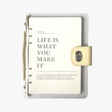 小清新透明款工商日誌，大理石紋PU皮紋、拉鍊式多功能收納袋。