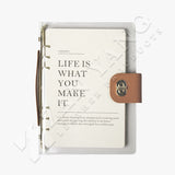 小清新透明款工商日誌，大理石紋PU皮紋、拉鍊式多功能收納袋。