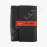 Black極致紅腰帶三折活頁工商日誌，深夜黑