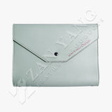 手拿包時尚三折活頁工商日誌，湖水藍