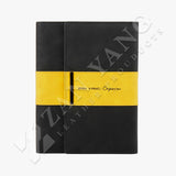 立體磁吸扣三折活頁工商日誌，亮麗黃與黑