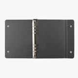 潮流時尚工商日誌，進口PU荔枝皮紋、六孔夾具(亮銀)、壓扣霧黑五金書扣。