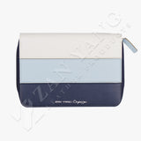 拼接色彩拉鍊包款工商日誌仿棉格紋，內裡羊毛氈皮紋、夾具 