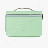 手提帶拉鍊活頁工商日誌，湖水藍