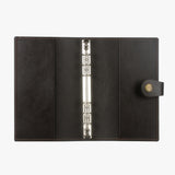 輕巧便利扣帶款工商日誌，平攤，多功能收納、六孔夾具