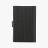 黑色編織皮紋工商日誌，多功能收納袋、筆插、開窗名片、烙印、編織皮紋與烙印標誌的融合的獨特風格