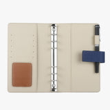 繽紛撞色系工商日誌，大地綠，內裏米白色，多功能收納袋、開窗名片、筆插、名片夾、燙銀