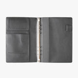 日式簡約線條工商日誌，夾具、款式多色可選、仿麂皮PU皮紋、筆插、多功能內側口袋。