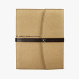 水洗牛皮紙工商，可可咖、25K活頁三折、六孔夾具、進口羊毛氈皮紋。