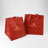 大紅色方形立體袋_無紡布環保購物袋