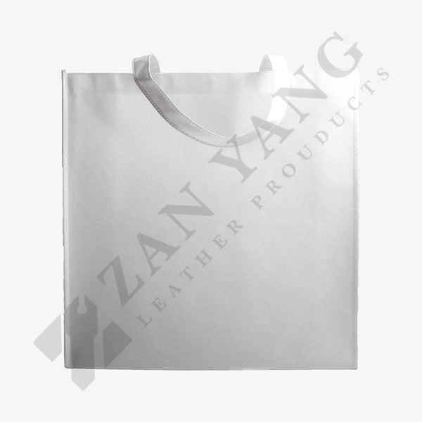 白色純淨網印立體袋，無紡布(不織布) 、網印、側面。
