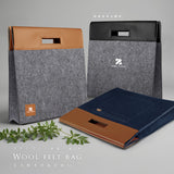 拼接皮革羊毛氈提袋_立體袋