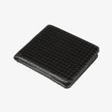 洞洞簡約短夾，進口PU仿皮紋、烙印LOGO、可容納 6-8 張卡。