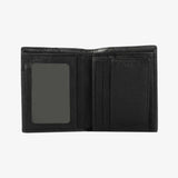 優品雙皮革短夾，進口PU仿皮紋、烙印LOGO、開窗名片袋、多功能內袋。