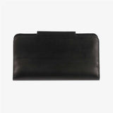 經典黑雙層長夾，烙印LOGO、開窗名片袋、可容納12-15張卡
