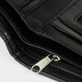 刺繡圖騰短夾，進口PU仿皮紋、圖騰刺繡、多功能內袋、開窗名片袋。