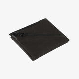 帆布併皮革短夾，進口PU仿皮紋、多功能內袋、開窗名片袋、壓扣、拉鍊袋。