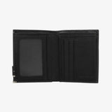 優質荔枝紋短夾，進口PU仿皮紋、烙印LOGO/上色、多功能內袋、開窗名片袋、金屬配件。