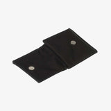 帆布併皮革短夾，進口PU仿皮紋、多功能內袋、開窗名片袋、壓扣、拉鍊袋。
