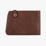 創意壓扣舌帶短夾，進口PU仿皮紋、烙印LOGO、開窗名片袋、多功能內袋、壓扣舌帶、SD卡袋、金屬配件。