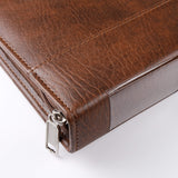 高雅棕拉鍊交屋包，立體資料袋、A4資料袋三孔活頁夾、名片袋、鑰匙皮扣