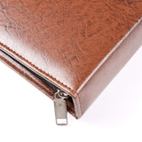 真皮紋路質感拉鍊交屋包，拉鍊、立體資料袋、鑰匙牌皮扣、A4資料袋四孔活頁夾、名片套